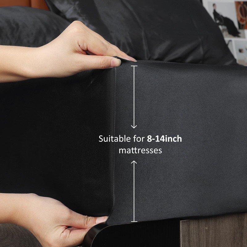 Lirex Satin Fitted Sheet, Luxurious Silky Smooth Polyester Bedding Soft