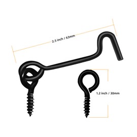 YiiSeeJo 5 Pcs 2.5 Inch Cabin Hook and Eye Latch, Black Barn Door Latch Hook with Mounting Screws, Barn Door Lock for Wooden Window Gate Door