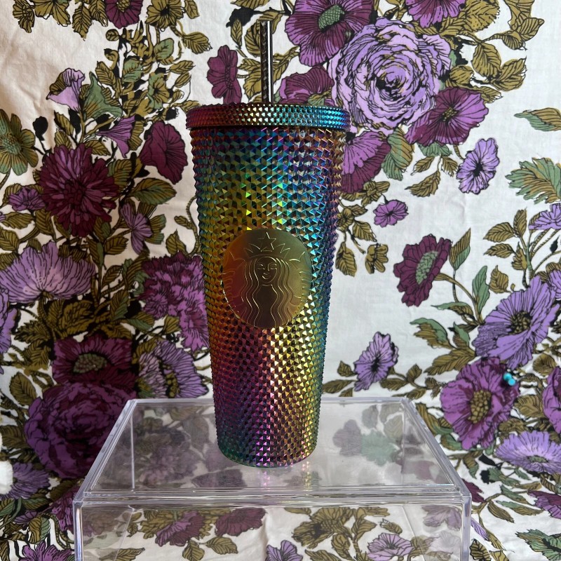 Starbucks Fall 2023 Oil Slick Rainbow Studded Cold Cup Tumbler