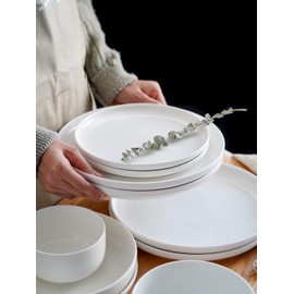 Kanwone Porcelain Dessert Salad Plate - 8 Inch, White, Microwave and Dishwasher Safe Plate