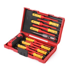 HURRICANE 13 Piece Insulated Screwdriver Set, 1000 V Cr-V Replaceable Magnetic Slotted Phillips Pozidriv Torx Insulated Electrician Screwdriver Set, All-in-1 Professional Electrician Tool Kit