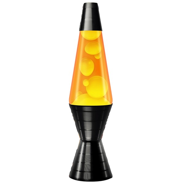 Lava Original Lamp 14.5'' Vinyl Record Grooved Base - Yellow Wax and Orange Liquid - Home Décor Motion Lamp - 2017