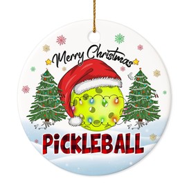 Decorlion 2024 Christmas Ornament - Pickleball Merry Christmas Ceramic Ornament, Christmas Tree Decoration, Hanging Ornament, Pickleball Ornament, for Family, Friends, Pickleball Lovers