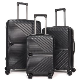 OMBRY Luggage Set 3 Pieces -Suitcase Set - Carry on Luggage with Wheels - Check-in Luggage - PC + ABS Durable Suitcase Rotating Silent Wheels 3-Piece 20/24/28 Black