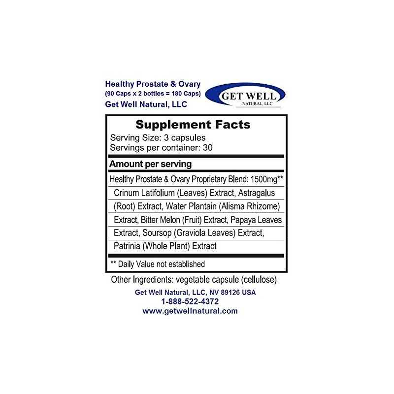 Healthy Prostate and Ovary (180 Capsules) Concentrated Herbal Blend