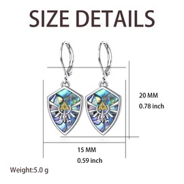 TALYKONG Triforce Dangle Earrings Abalone Shell Game Themed Jewelry Gifts for Women Men