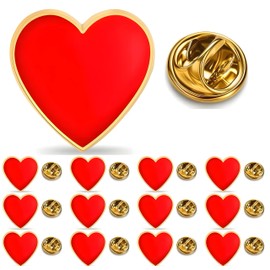 HAFILO 12/25/50/100 Pieces Red Enamel Heart Shape Valentine'S Day Brooch Lapel Pins For Women Clothes Heart Disease Awareness Pin Badge Bulk (100)