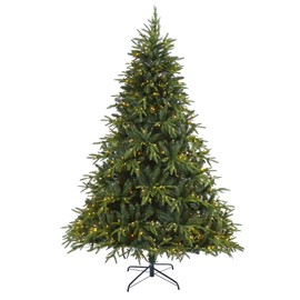 Nearly Natural 7ft. Colorado Mountain Fir â€œNatural Lookâ€ Artificial Christmas Tree with 500 Clear LED Lights and 2552 Tips, Green