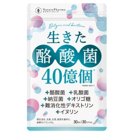 生きた酪酸菌40億個 酪酸菌 サプリ 乳酸菌 ビフィズス菌 納豆菌 オリゴ糖 イヌリン 難消化性デキストリン プロバイオティクス 30日分 耐酸性カプセル 国内製造 ネイチャーファーマ