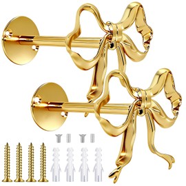 2Pcs Metal Bow Curtain Fixers, Curtain Holdbacks Gold Bow Decorations Supplies Modern Gold Holders Decor Supplies Suitable for Use at Home or in the Office