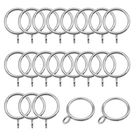 10PCS Chrome Iron Metal Curtain Rings Silver Color Drapery Curtain Pole Rings with Fixed Eyes Slide Hoops Accessories Inner Size 25mm