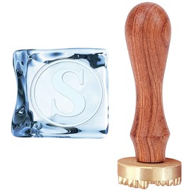 craspire Ice Cube Tray Initials S Ice Stamp Ice Stamp Tool Ice Cube Press Stamp Head Made of Brass with Removable Wooden Handle and Velvet Bags for Making Ice Drinks