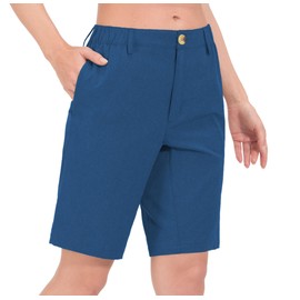 Little Donkey Andy - Bermudas ligeras de secado rápido para mujer, 10 pulgadas, pantalones cortos elásticos para golf, senderismo, viajes, color azul jaspeado, talla S