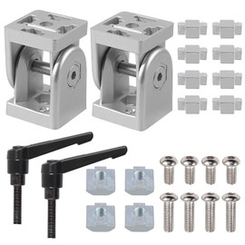 COLFULINE 2 x Joint Connectors, Joint Aluminium Profile, 40 x 40 mm Groove 8, Adjustable Angle Connector, Zinc Alloy, Flexible Hinge, 180° Rotation Range, with Clamping Lever, Mounting Accessories for