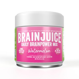 BrainJuice Nootropics Brain Support Supplement, Gluten Free Powder for Energy and Focus, Drink Mix with L Theanine, Alpha GPC, Vitamin B, Organic Green Tea Extract Caffeine, Watermelon, 15 Servings