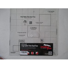 Creative Grids Log Cabin Trim Tool Two Quilt Ruler – CGRJAW2 – Made in USA, 12-1/2in x 12-1/2in, Non-Slip Grip Acrylic Quilting, Sewing, Crafting, Patchwork Ruler & Template