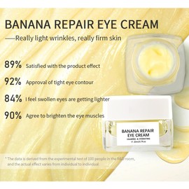 Grospe Banana Bright Eye Cream, Anti Aging Eye Cream with Squalane Dark Circle Under Eye Cream for Puffiness & Bags Moisturizing Firming & Wrinkle Repair Eye Treatment for Women & Men - 0.71 Fl Oz