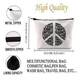 JXGZSO Funny Inspirational Peace Sign Pouch Bag World Peace Positive Motivational Quotes Love Peace Makeup Bag Kindness Pouch Bag (Inspirational Peace B CA)