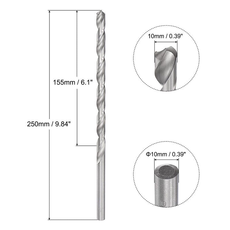 sourcing map 10mm Twist Drill Bits, High-Speed Steel Straight Shank