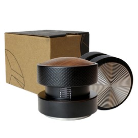 53mm Espresso Tamper and Distributer, Fits Breville 54mm Portafilter Basket, Auto-leveling Spring-loaded Tamper, Stainless Steel Ripple Base with Non-Slip Grip