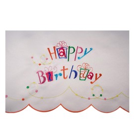 K & K TABLETOPS Happy Birthday Table Runner Tablecloth Embroidered Party Decoration (15" x 69")