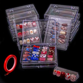 12 Stücke Press on Nagel Aufbewahrungsbox für Nagelspitzen,Nailart Display Aufsteller Inklusive Transparentem Nagelständerhalter und Doppelseitigem Klebeband für Nail Art Geschäft,Nagelsalons(B)