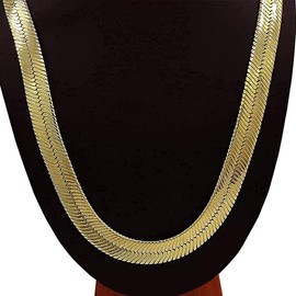 TUOKAY Big Heavy Fake Gold Herringbone Chain 31 Inch Long 11mm Thick Necklace, Faux 18K Gold Costume for Women and Men