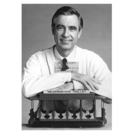 MR. ROGERS WITH THE NEIGHBORHOOD TROLLEY 5X7 PHOTO REPRINT