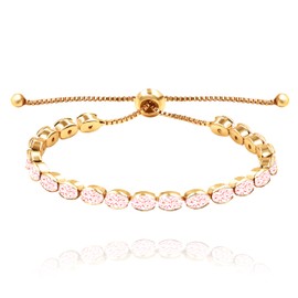 Gold Plated Oval CZ Diamond Bolo Tennis Bracelet Crystal Adjustable Link Chain Bracelets Birthday Gifts for Daughter Y2694 (Gold)