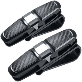 2パック メガネホルダー カーサンバイザー 用 FineGood サングラス 眼鏡 チケット カード クリップ メガネクリップ - ブラック