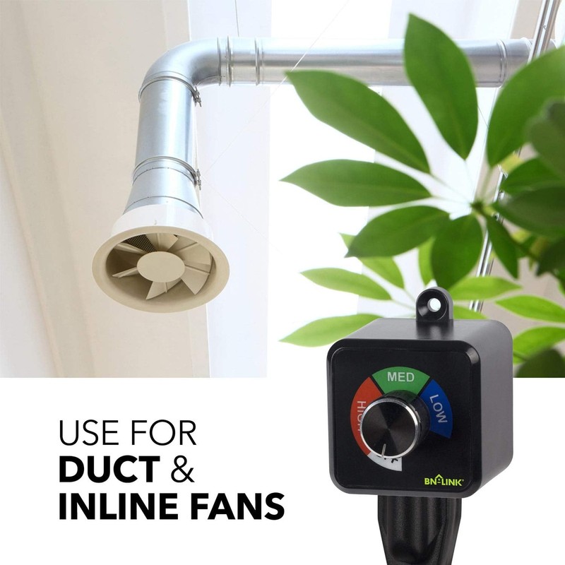 BN-LINK Variable Fan Speed Controller, Plug-in Electric 3 Speed Regulator
