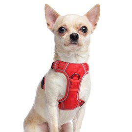 Joytale Step-in Mesh Dog Harness, No Pull Dog Harness, Anti-Escape Dog Reflective Harness, Adjustable Soft Breathable Padded Pet Vest for Everyday Walking and Training for Small Dogs, Red,XS