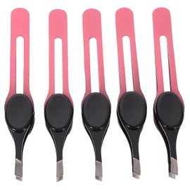 Kit de 5 Pinzas para Cejas de Acero Inoxidable Adhesivo Antideslizante, Precisión para Depilación Facial, Tamaño Mediano, Color Surtido, Herramientas de Maquillaje Color Aleatorio