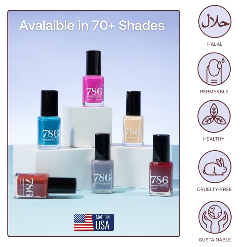 786 Cosmetics Breathable Nail Polish - Halal & Vegan, 21-Free,