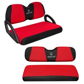 Golf Cart Seat Covers 2 Piece Front and Rear Seat Covers Sets for Club Car Precedent and Yamaha G29 Standard Seat Cushion,,Replacement Cooling Breathable Washable No Stapler Required(Red&Black)
