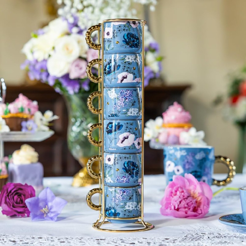 Bialetti Stackable Cups, Bridgerton Blue, Set of 6