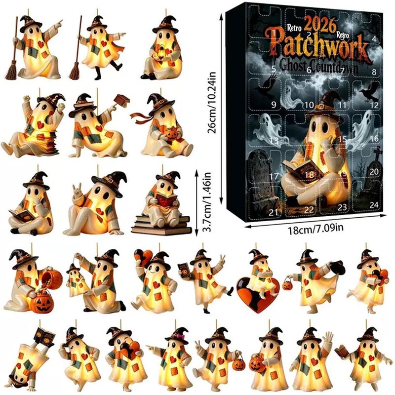Calendario de Cuenta Regresiva de Halloween con 24 Adornos de