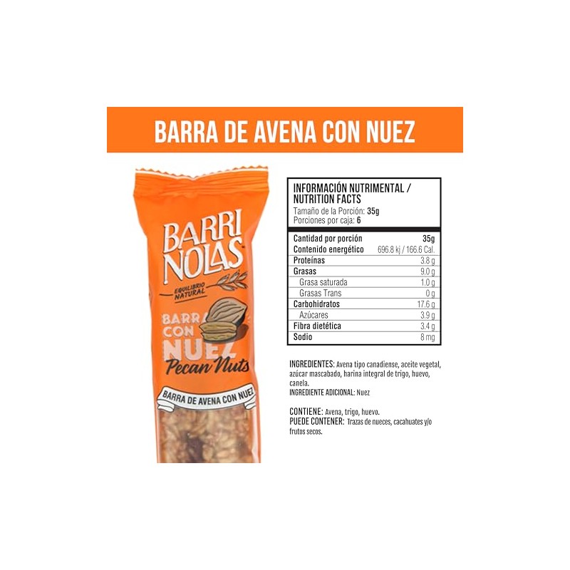 Autoexhibidor Barrinolas | 15 Barras de Avena con Nuez