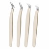 4pcs Precision Stainless Steel Eyelash Extension Tweezers – Anti-Static, Non-Slip