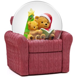Musical Christmas Bear Snow Globe, Christmas Tree & Cozy Sofa Design, Christmas Decoration for Family, Friends, Plays 14 Classic Christmas Carols