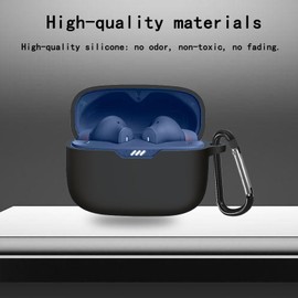 YAODLE Case Compatible with JBL Tune 230 NC TWS Protective Case Shockproof Soft Case with Carabiner, Anti-Fingerprint, Anti-Abrasion (Black)