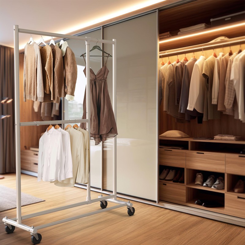 Simple Houseware Dual Bar Adjustable Clothing Garment Rack, 72 Inches