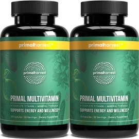 Primal Harvest Primal Multivitamin - Daily Multi-Vitamin Supplement with 21 Essential Vitamins & Minerals for Women & Men (2 Pack (30 Count))