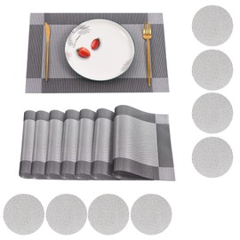 place mats,table mats and coasters set of 6,pvc heat resistant table mats non slip table mat Washable Tableware Square Dining Table Mats,Suitable for kitchen and restaurant