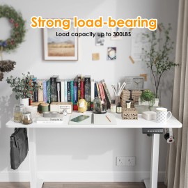 48-Inch Electric Standing Desk Adjustable Height Sit Stand Home Office Desk With Splice Board in White Colorcolor: White, size: 49.8*27.17*24-47inch