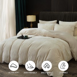 PHF Truly Velvet Duvet Cover Set California King Size, 3pcs Ultra Soft Breathable Comforter Cover Set, Luxury Cozy Flannel Duvet Cover with Pillow Shams Bedding Collection, 104" x 98", Sand