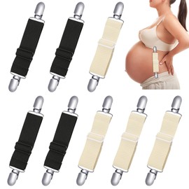 Jiuguva 8 Pcs Maternity Belly Suspenders Support Pants Waist Extender for Pregnant Women Must Haves Adjustable Pregnancy Shape Wear Support Black, Beige