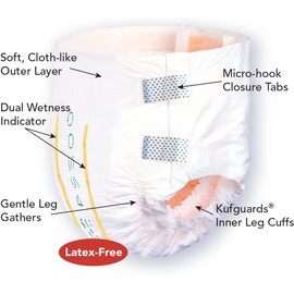 Tranquility Slimline Original Adult Disposable Brief, Adult Small, Incontinence Care with a Slimmer Fit, Peach Mat Core & Kufguard Technology for Max Comfort, Latex-Free, 12.7oz Capacity, 100ct Case