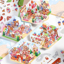 LTWVDIZ 3D House Stickers, DIY Three-Dimensional Sticker Scenes, hree-Dimensional Miniature Scene Stickers. Adults and Children Engage in Homemade Sticker Activities Togethe (Amusement Park C)