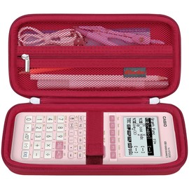 Elonbo Carrying Case for Casio fx-CG50 PRIZM/fx-9750GIII Color Graphing Calculator/ 991ES Plus/ 991CW/ 115ES Plus/ 300ES/ 300MS Standard Scientific Calculator, Mesh Pocket Fits Cable, Red+Red